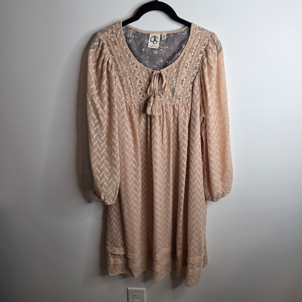 One September Lace Tassel Boho Peasant Dress Womens Size M A57064